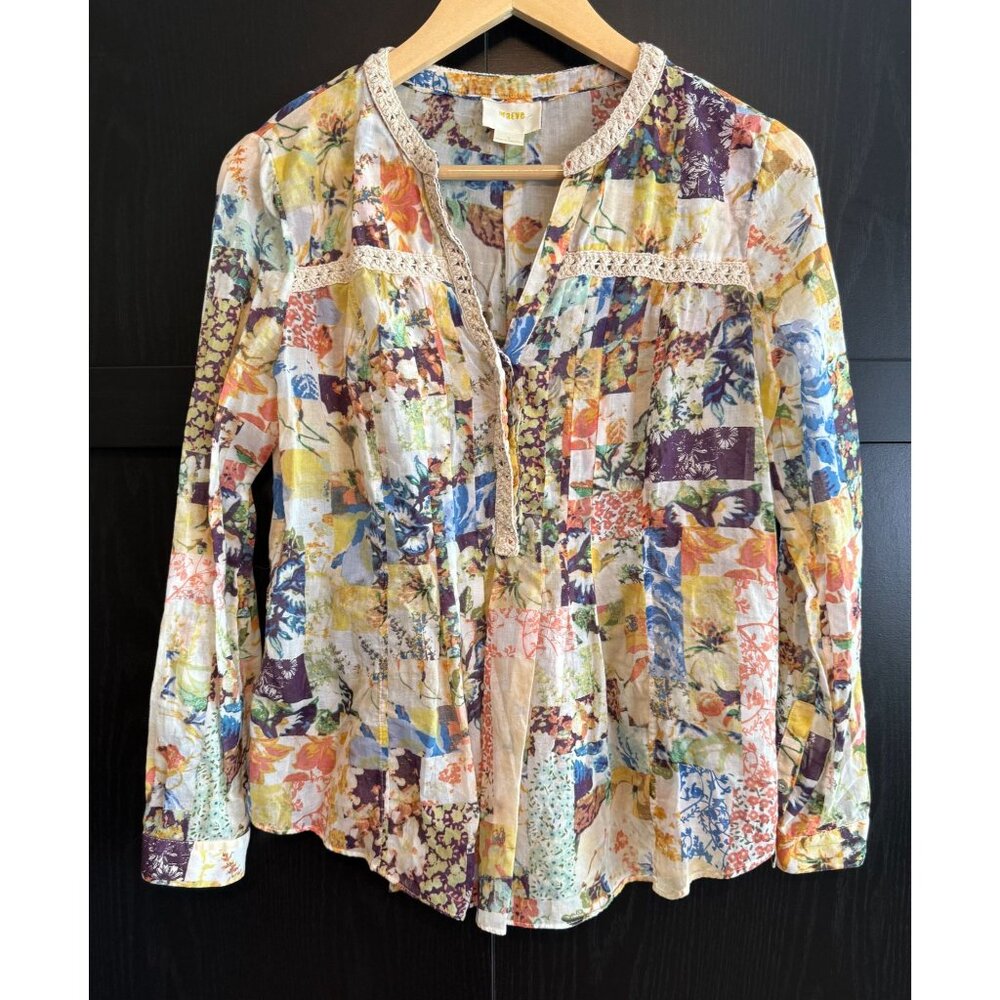 Maeve Anthropologie Women's Pullover Floral Peasant Blouse Size 2 Boho Colorful